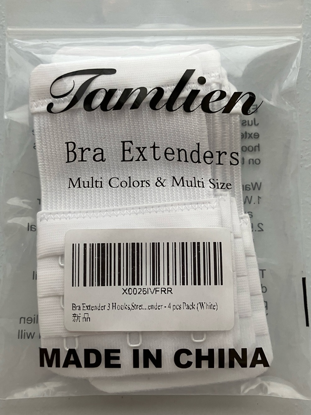 White Bra Extenders – 3-Hook 4-Pack